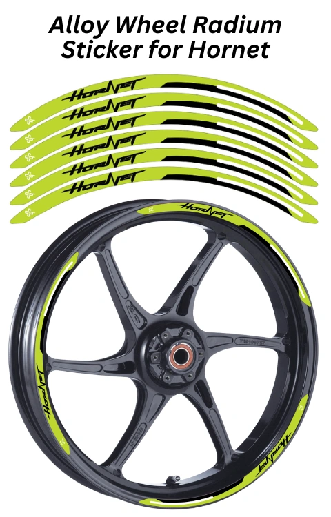 Alloy Wheel Radium Sticker for Hornet | Made in Premium Radium with FPF (Fade Protection Film), Waterproof, Precut Sticker, Pack Of 12